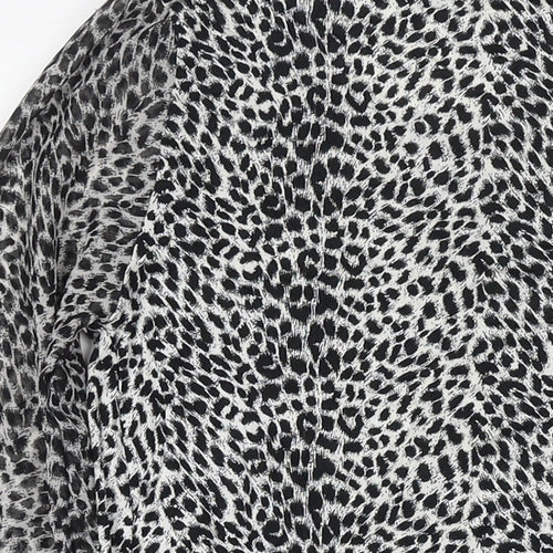 Oasis Womens Grey Animal Print Viscose Basic Blouse Size XS Round Neck