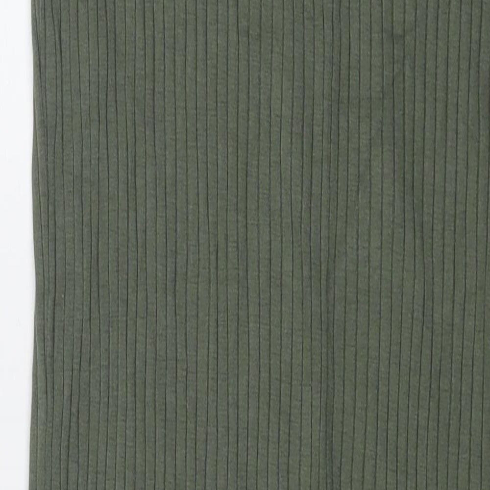 Marks and Spencer Womens Green Viscose Tank Dress Size 8 Round Neck Pullover - Ribbed