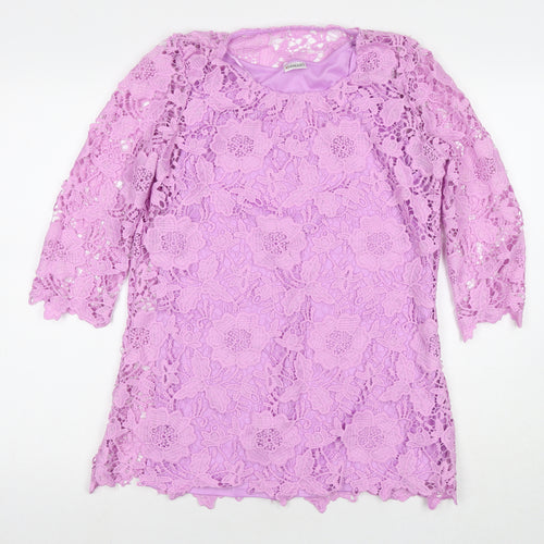 Damart Womens Purple Polyester Tunic Blouse Size 10 Round Neck