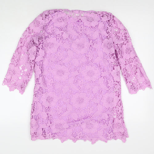 Damart Womens Purple Polyester Tunic Blouse Size 10 Round Neck