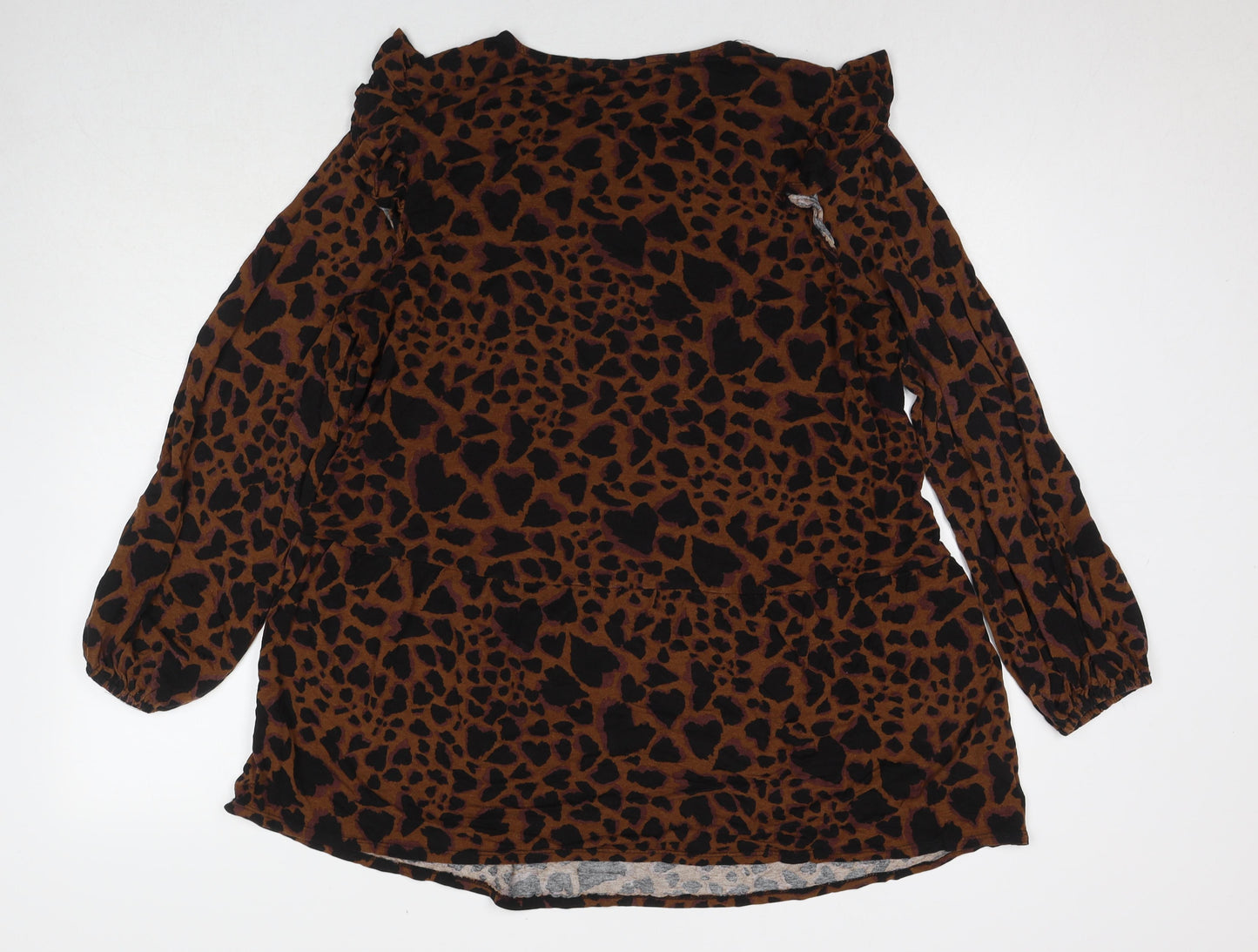 Roman Womens Beige Animal Print Viscose Tunic Blouse Size 18 Round Neck
