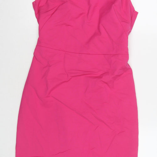 Mohito Womens Pink Polyester A-Line Size 10 Round Neck Zip - Cut Out Detail