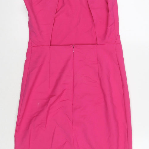 Mohito Womens Pink Polyester A-Line Size 10 Round Neck Zip - Cut Out Detail