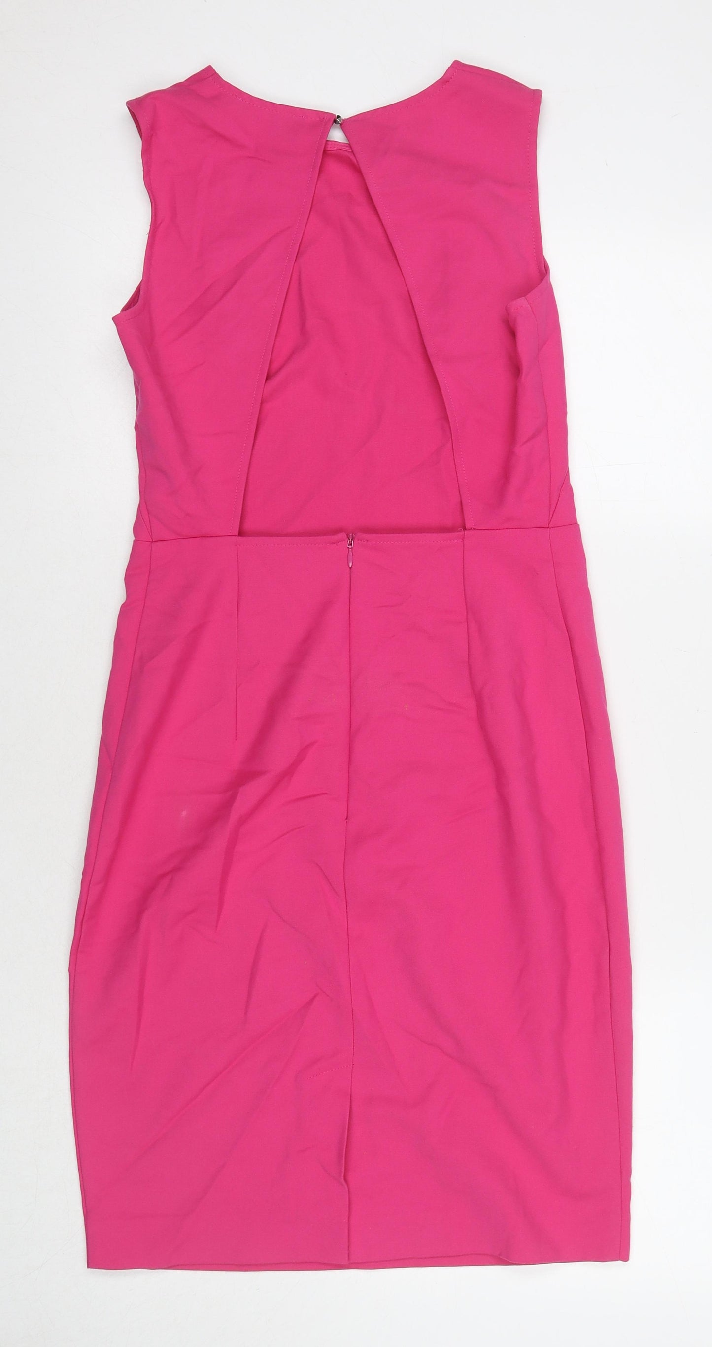 Mohito Womens Pink Polyester A-Line Size 10 Round Neck Zip - Cut Out Detail