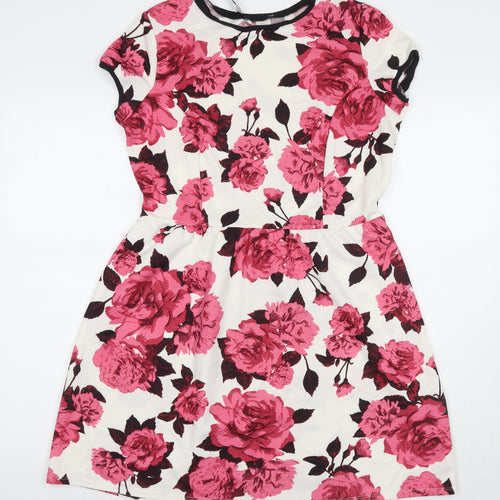 Dorothy Perkins Womens Multicoloured Floral Polyester Fit & Flare Size 14 Round Neck Pullover
