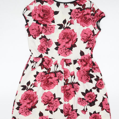 Dorothy Perkins Womens Multicoloured Floral Polyester Fit & Flare Size 14 Round Neck Pullover