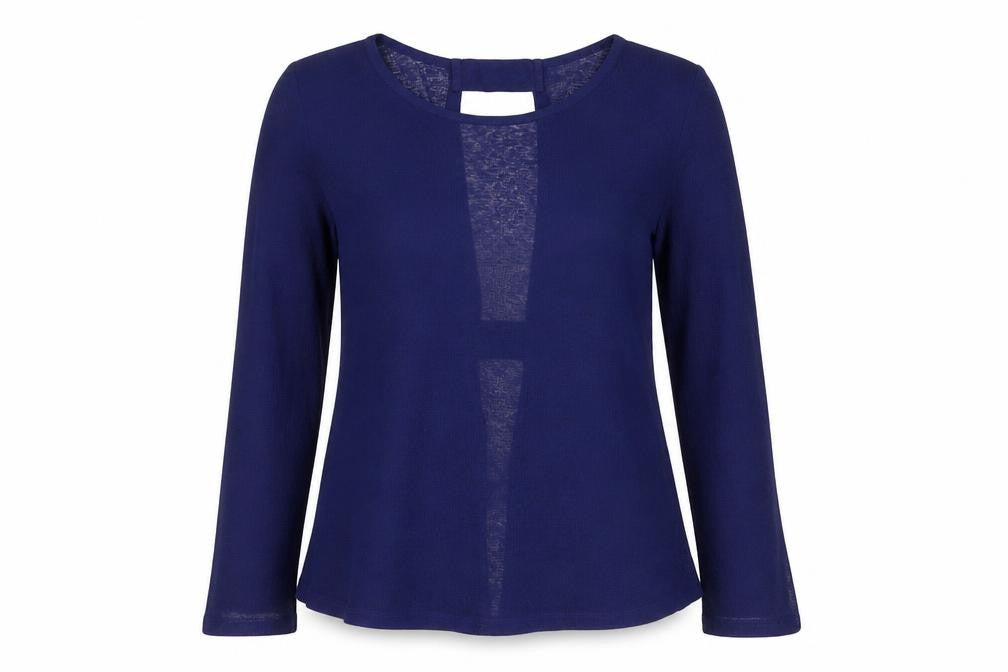 Front view of Next women’s blue round neck polyester jumper, size UK 10