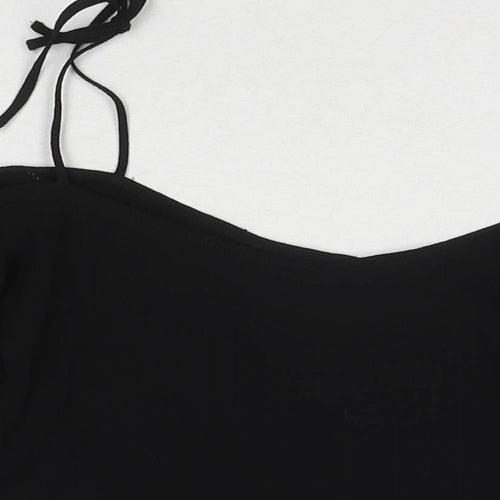 Topshop Womens Black Polyester Basic T-Shirt Size 10 Boat Neck