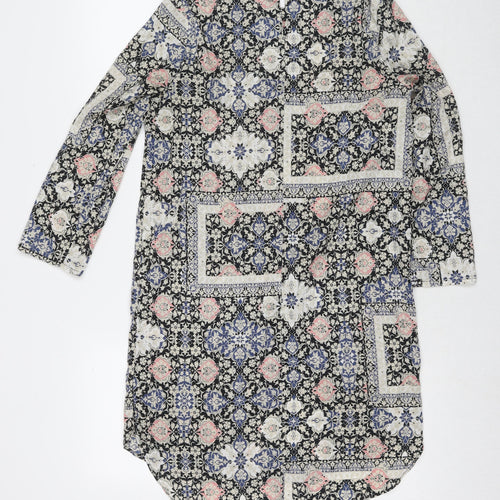 Topshop Womens Multicoloured Geometric Polyester A-Line Size 10 Round Neck Zip