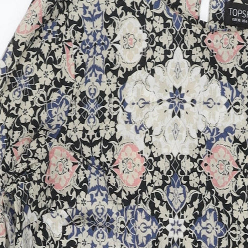 Topshop Womens Multicoloured Geometric Polyester A-Line Size 10 Round Neck Zip