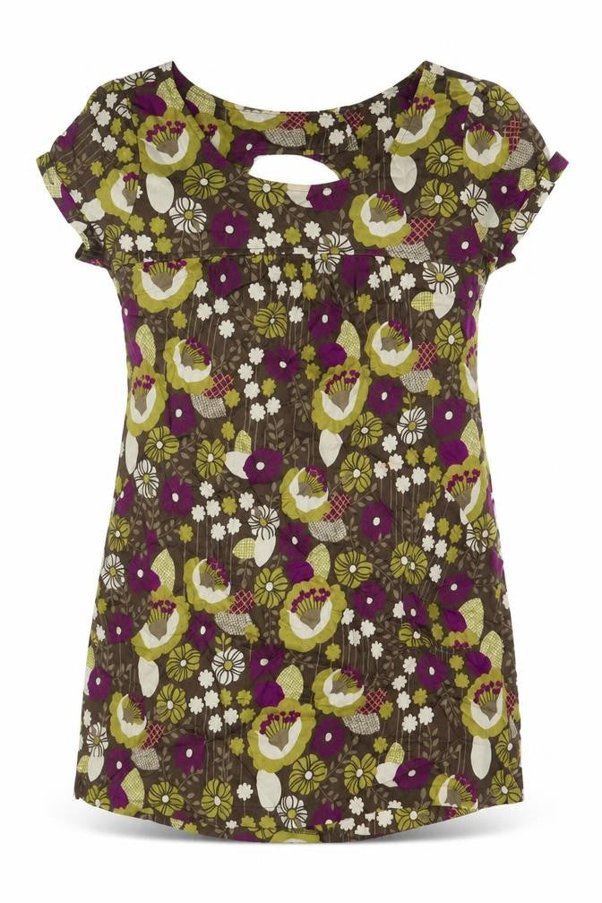 New Look Womens Multicoloured Floral Cotton A-Line Size 14 Round Neck Button