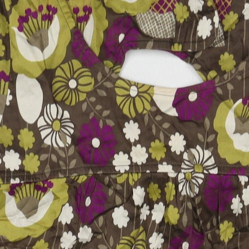 New Look Womens Multicoloured Floral Cotton A-Line Size 14 Round Neck Button