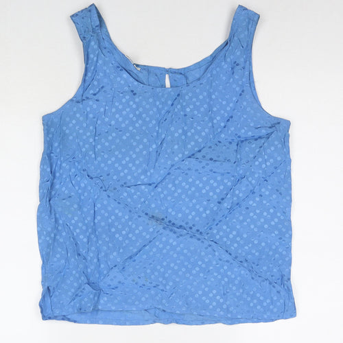 H&M Womens Blue Polka Dot Polyester Basic Tank Size S Round Neck