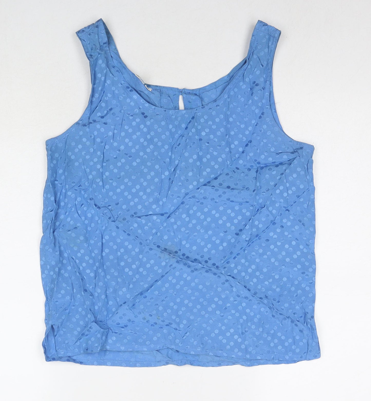 H&M Womens Blue Polka Dot Polyester Basic Tank Size S Round Neck