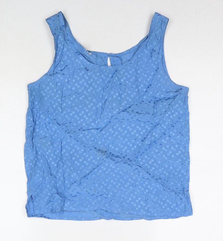 H&M Womens Blue Polka Dot Polyester Basic Tank Size S Round Neck