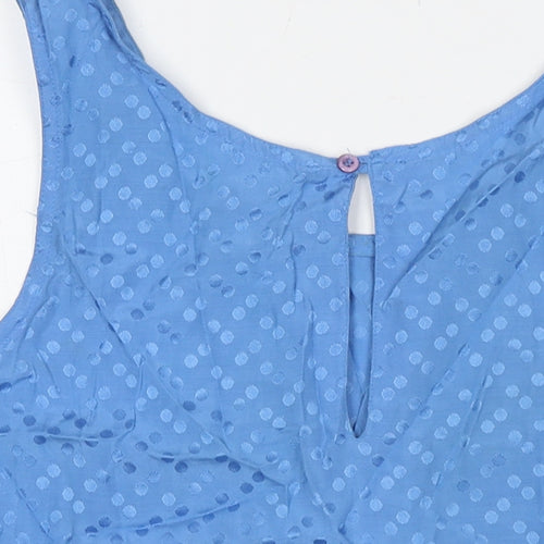 H&M Womens Blue Polka Dot Polyester Basic Tank Size S Round Neck