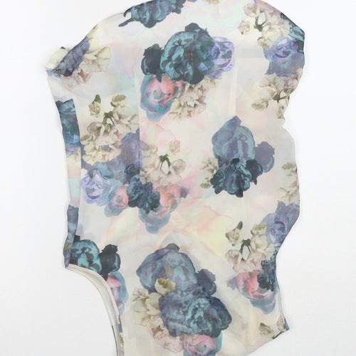 H&M Womens Multicoloured Floral Polyester Basic Tank Size 4 Round Neck