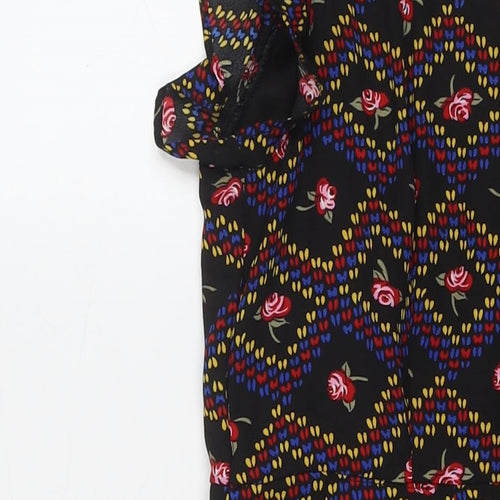 New Look Womens Multicoloured Floral Polyester Trapeze & Swing Size S Round Neck Zip