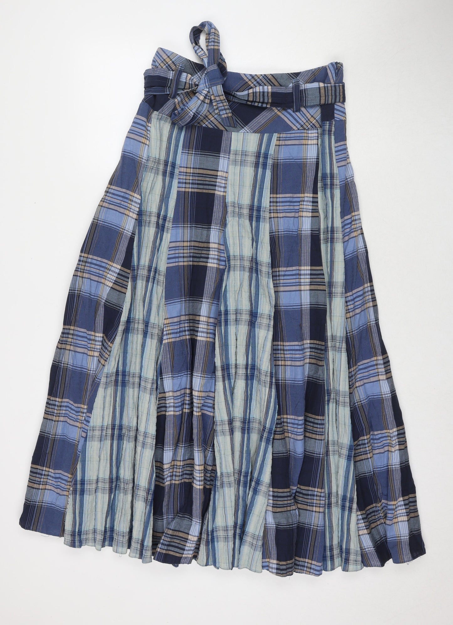 NEXT Womens Blue Check Polyester Maxi Skirt Size 12 Zip