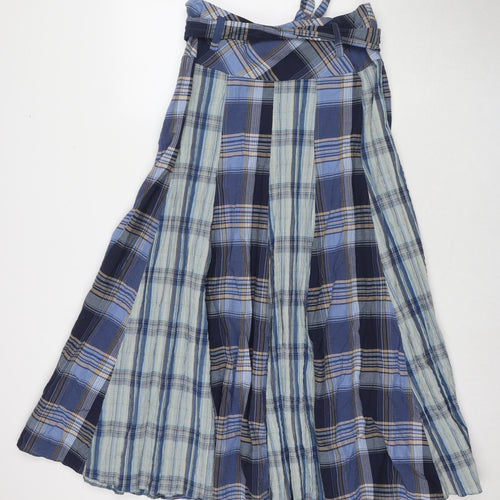 NEXT Womens Blue Check Polyester Maxi Skirt Size 12 Zip