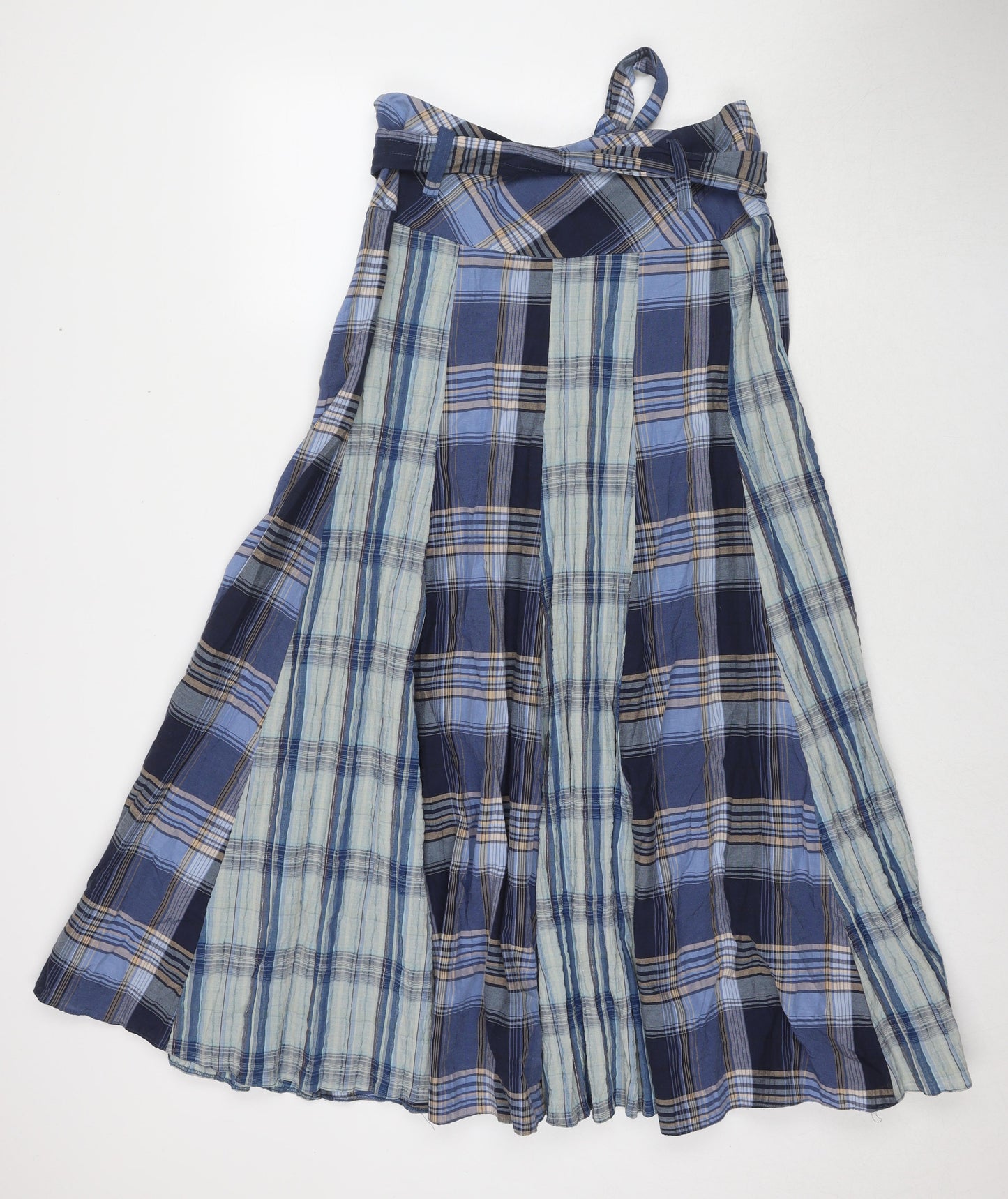 NEXT Womens Blue Check Polyester Maxi Skirt Size 12 Zip