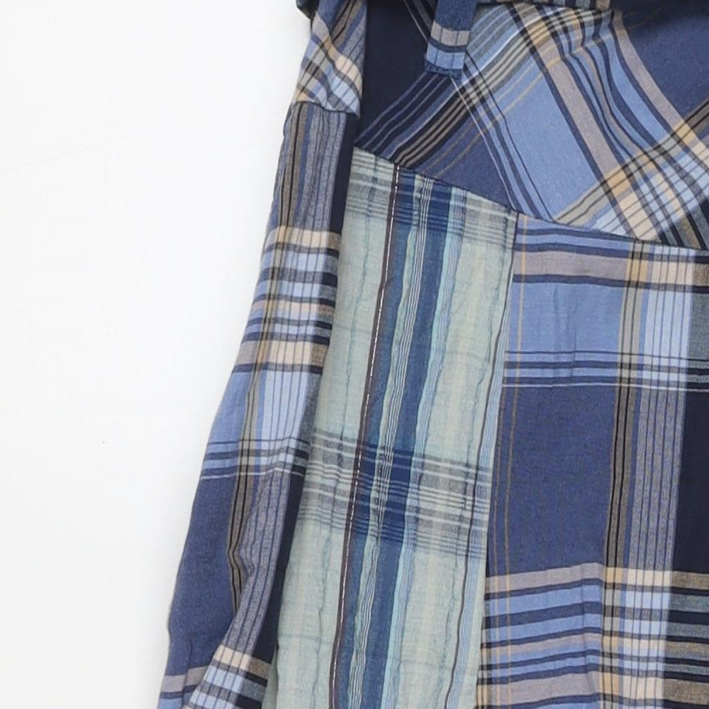 NEXT Womens Blue Check Polyester Maxi Skirt Size 12 Zip