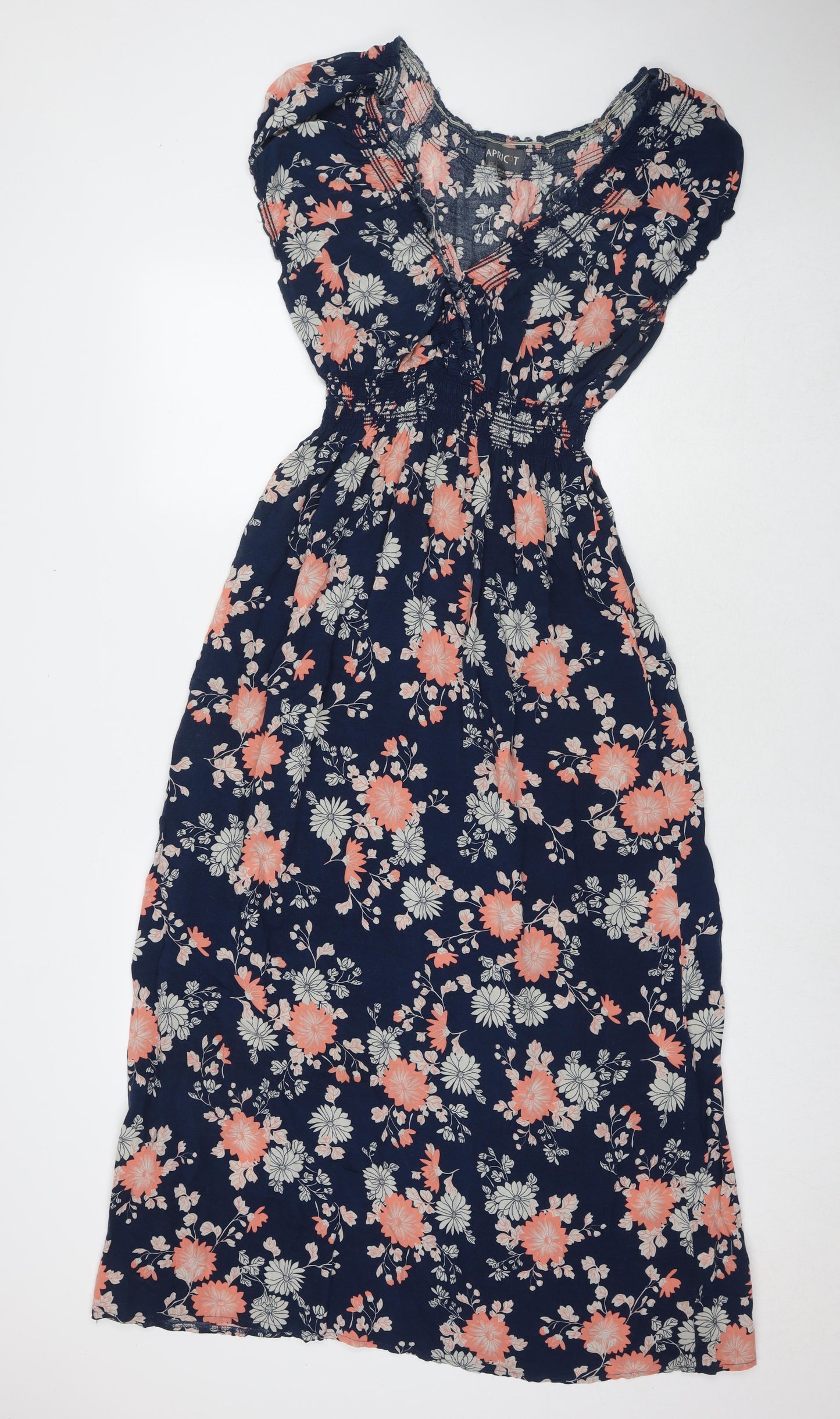 Apricot Womens Blue Floral Viscose Maxi Size 14 V-Neck Pullover