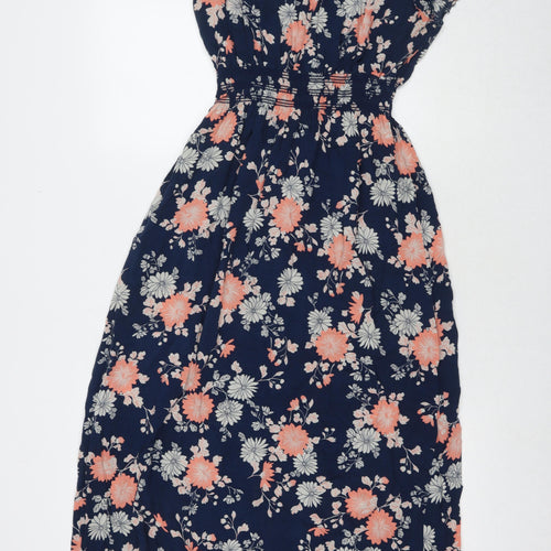 Apricot Womens Blue Floral Viscose Maxi Size 14 V-Neck Pullover
