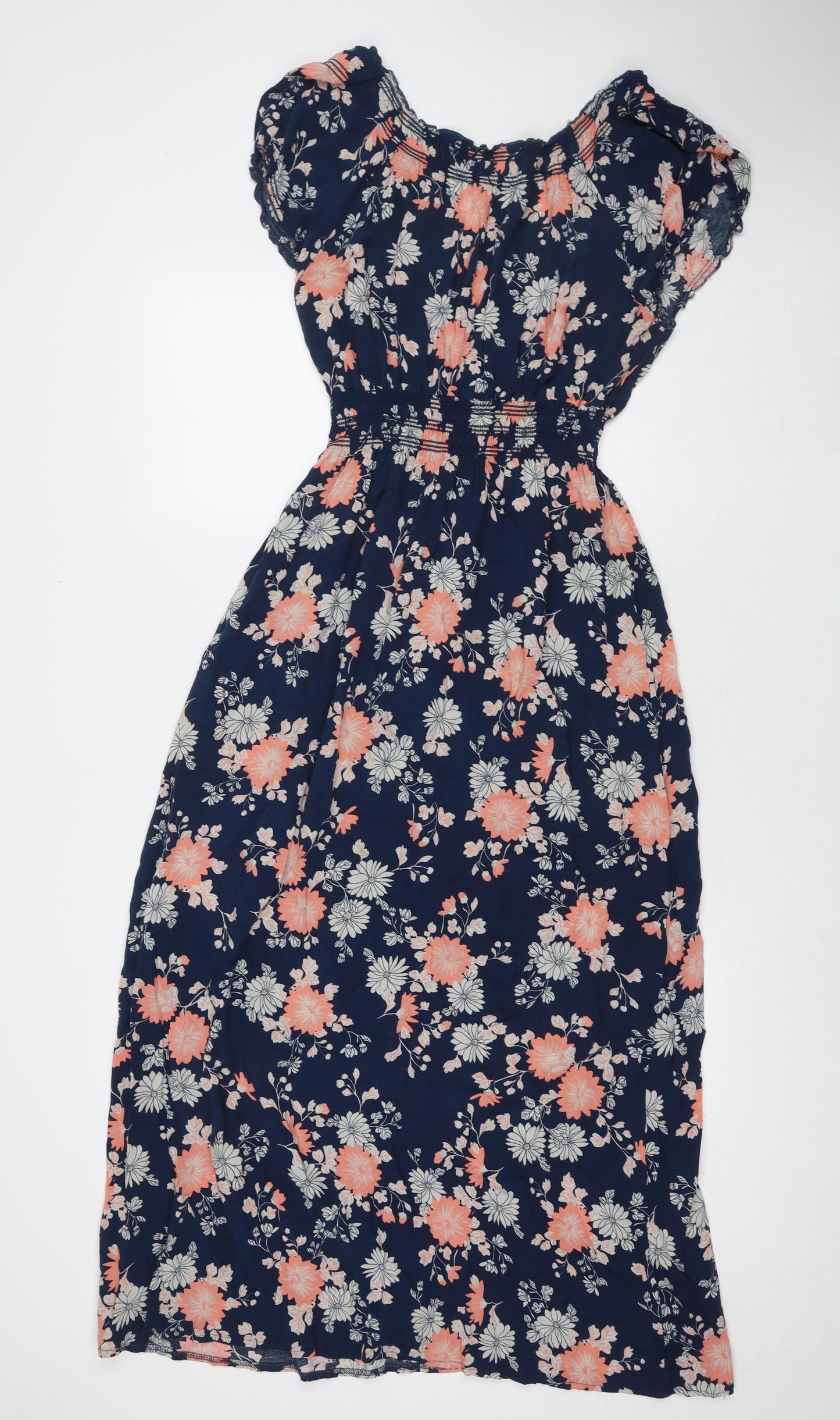 Apricot Womens Blue Floral Viscose Maxi Size 14 V-Neck Pullover