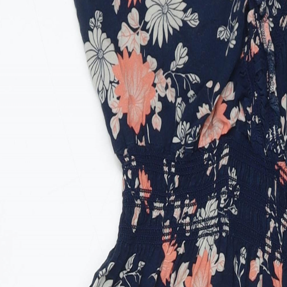 Apricot Womens Blue Floral Viscose Maxi Size 14 V-Neck Pullover