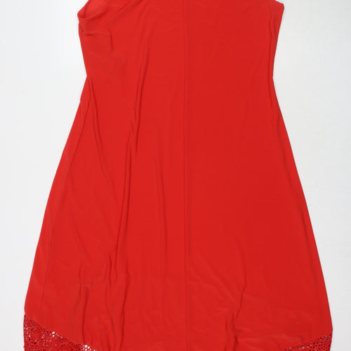 Nina Leonard Womens Red Polyester Maxi Size XL Round Neck Pullover