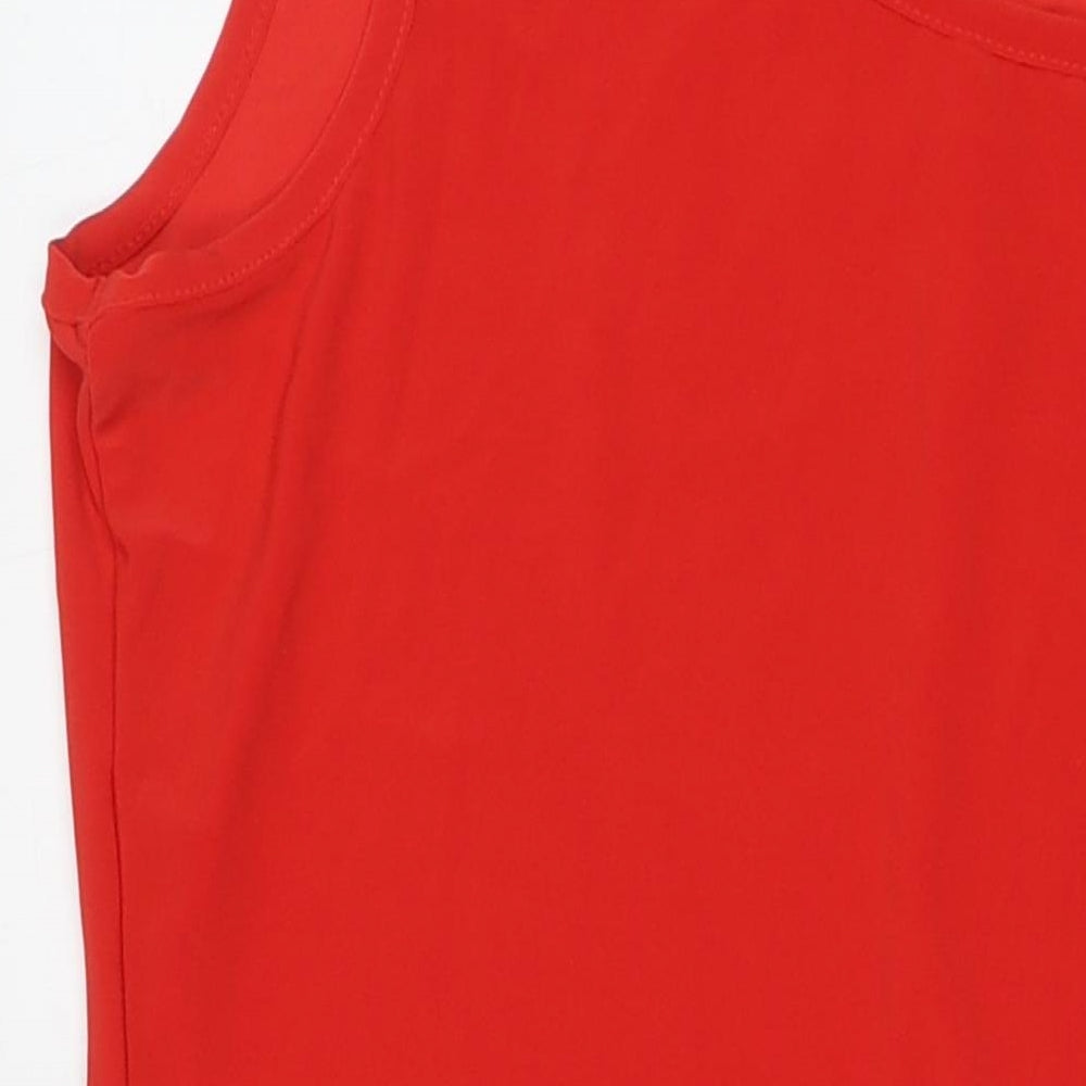 Nina Leonard Womens Red Polyester Maxi Size XL Round Neck Pullover