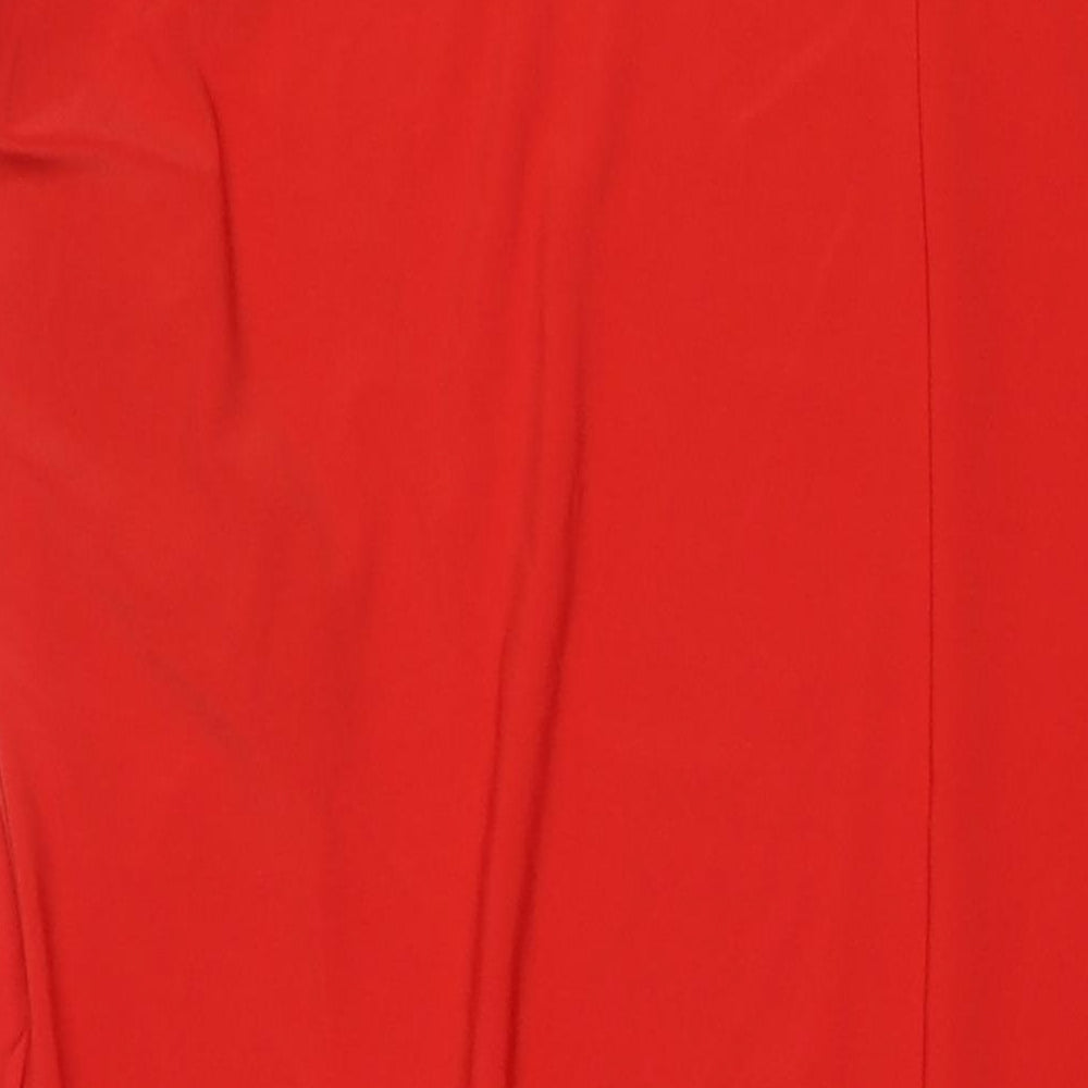 Nina Leonard Womens Red Polyester Maxi Size XL Round Neck Pullover