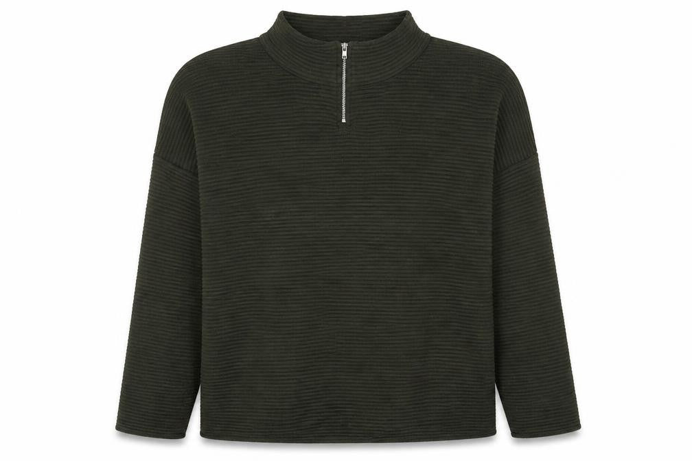 Front view of New Look women’s green polyester pullover sweatshirt, size UK 14, pullover - ribbed