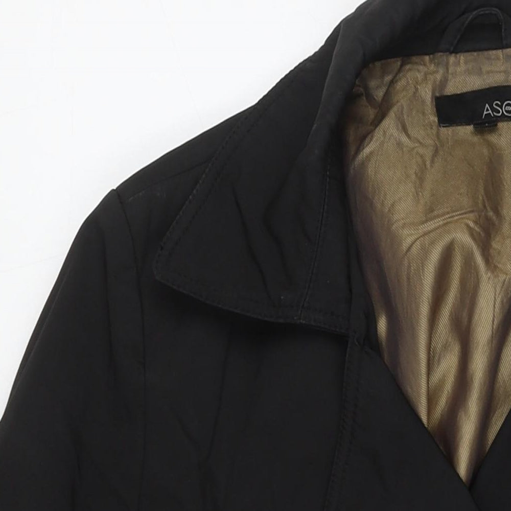 ASOS Womens Black Pea Coat Jacket Size 10 Button