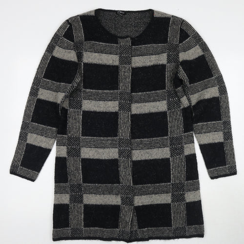 Emreco Womens Red Round Neck Check Acrylic Cardigan Jumper Size 14