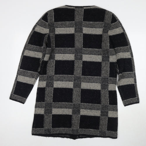 Emreco Womens Red Round Neck Check Acrylic Cardigan Jumper Size 14