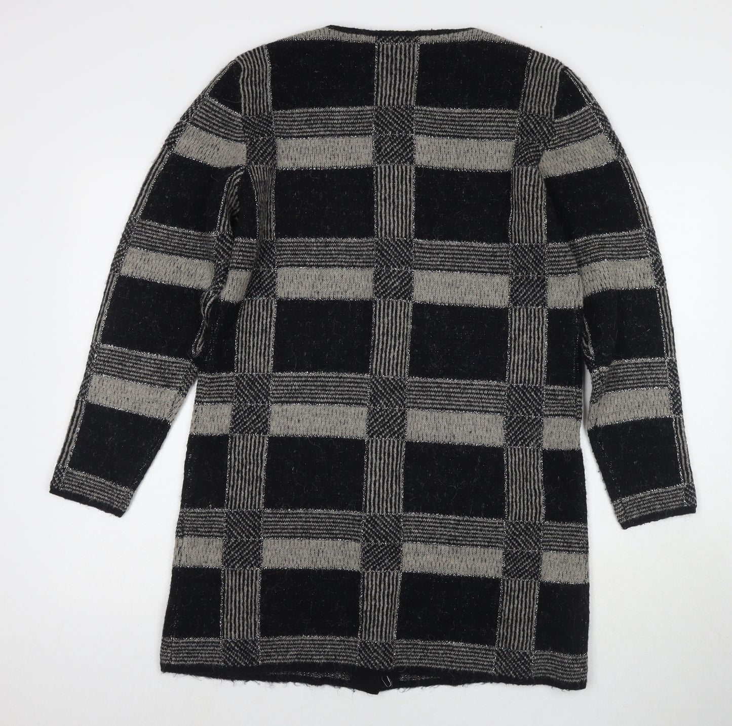 Emreco Womens Red Round Neck Check Acrylic Cardigan Jumper Size 14