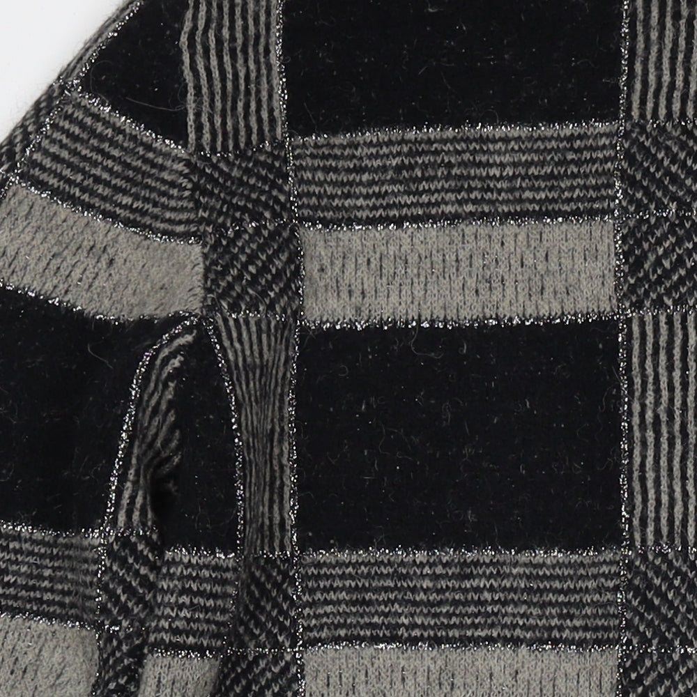 Emreco Womens Red Round Neck Check Acrylic Cardigan Jumper Size 14