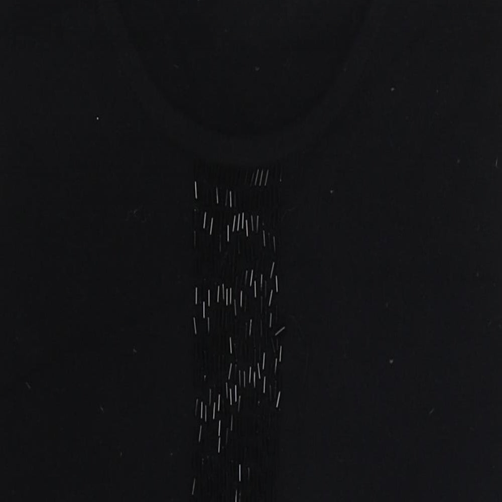 Thomas Pink Womens Black Wool Basic Tank Size S Round Neck - Beaded Detail