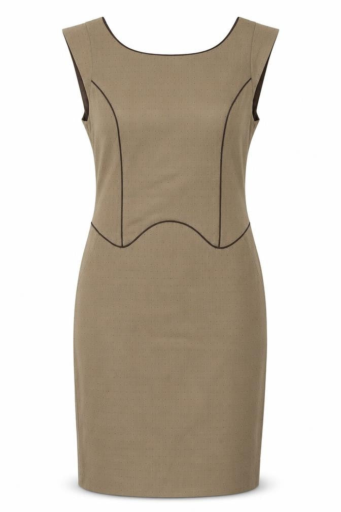 Front view of Next women’s brown polyester a-line, size UK 4, round neck pullover