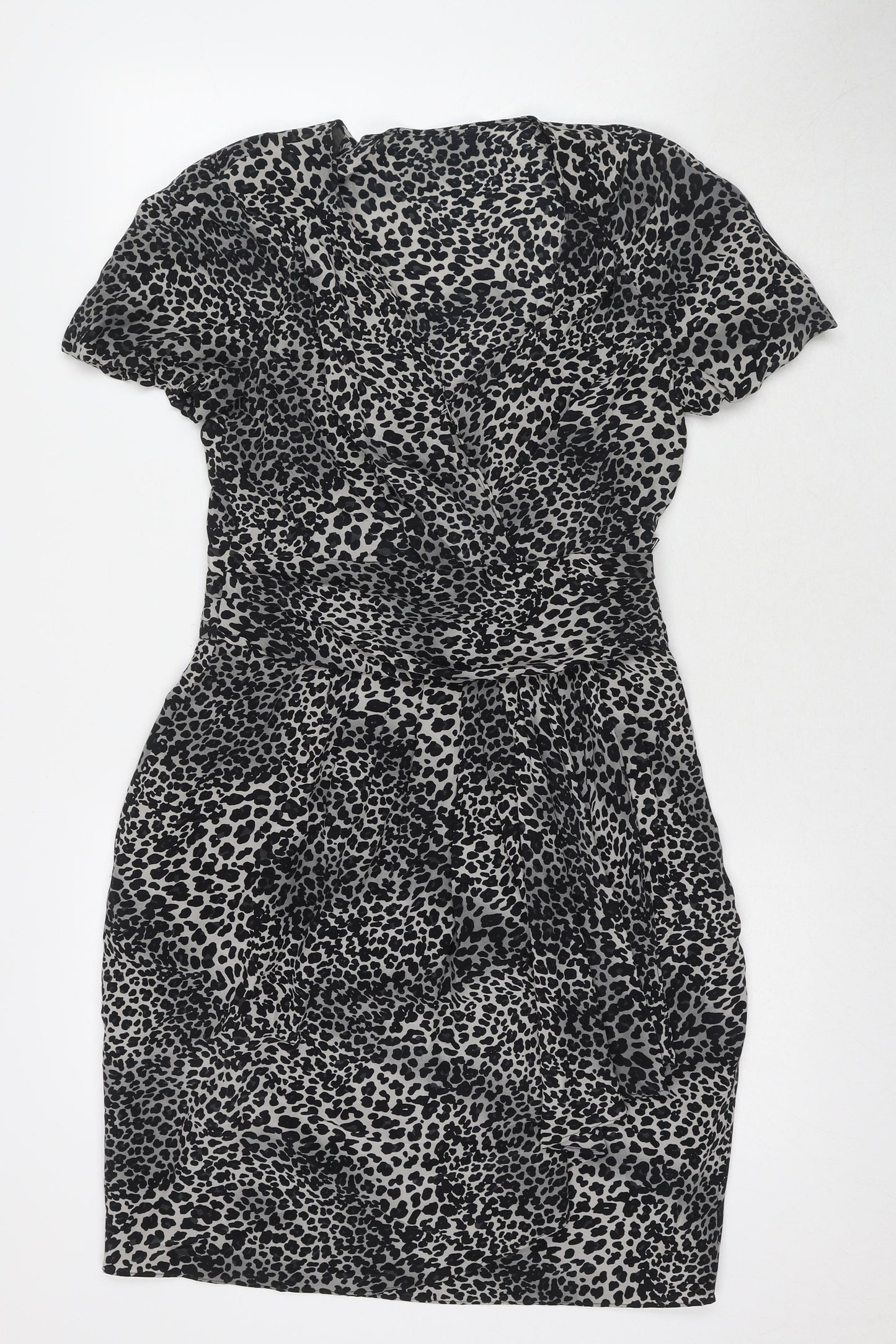 Aeff Womens Black Silk A-Line Size 8 V-Neck Zip