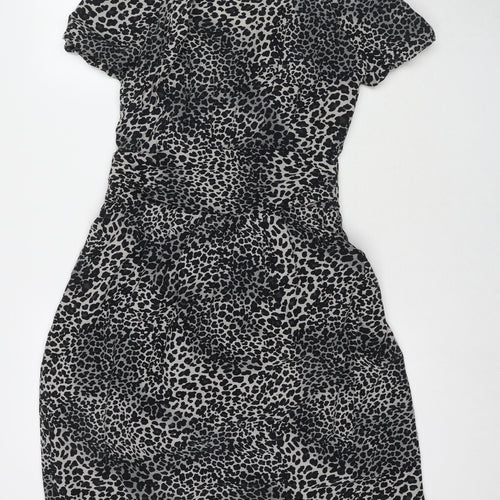 Aeff Womens Black Silk A-Line Size 8 V-Neck Zip