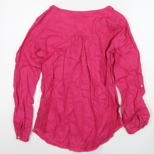 NEXT Womens Pink Linen Basic Blouse Size 8 V-Neck