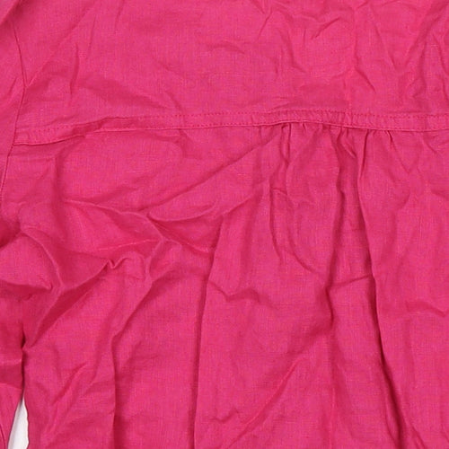 NEXT Womens Pink Linen Basic Blouse Size 8 V-Neck