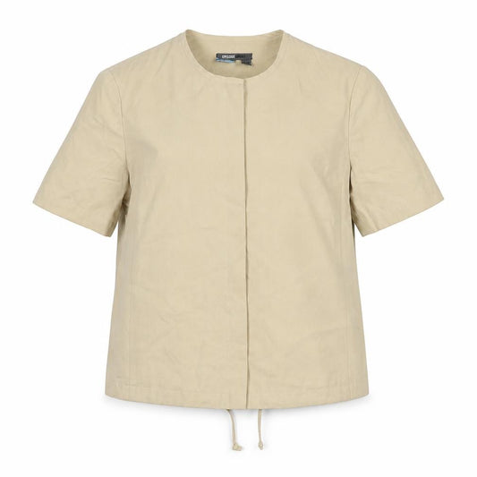 Front view of Episode women’s beige jacket, size UK 8, button