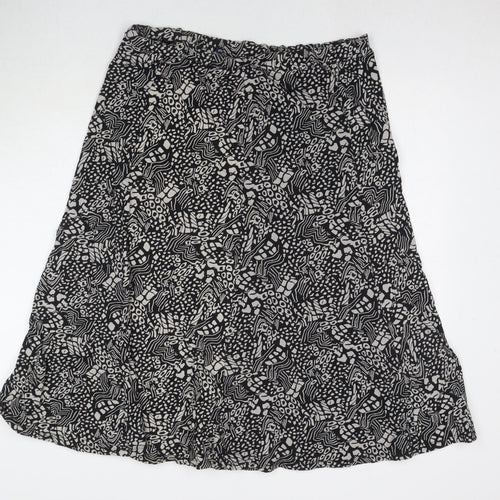 DASH Womens Black Geometric Cotton A-Line Skirt Size 18