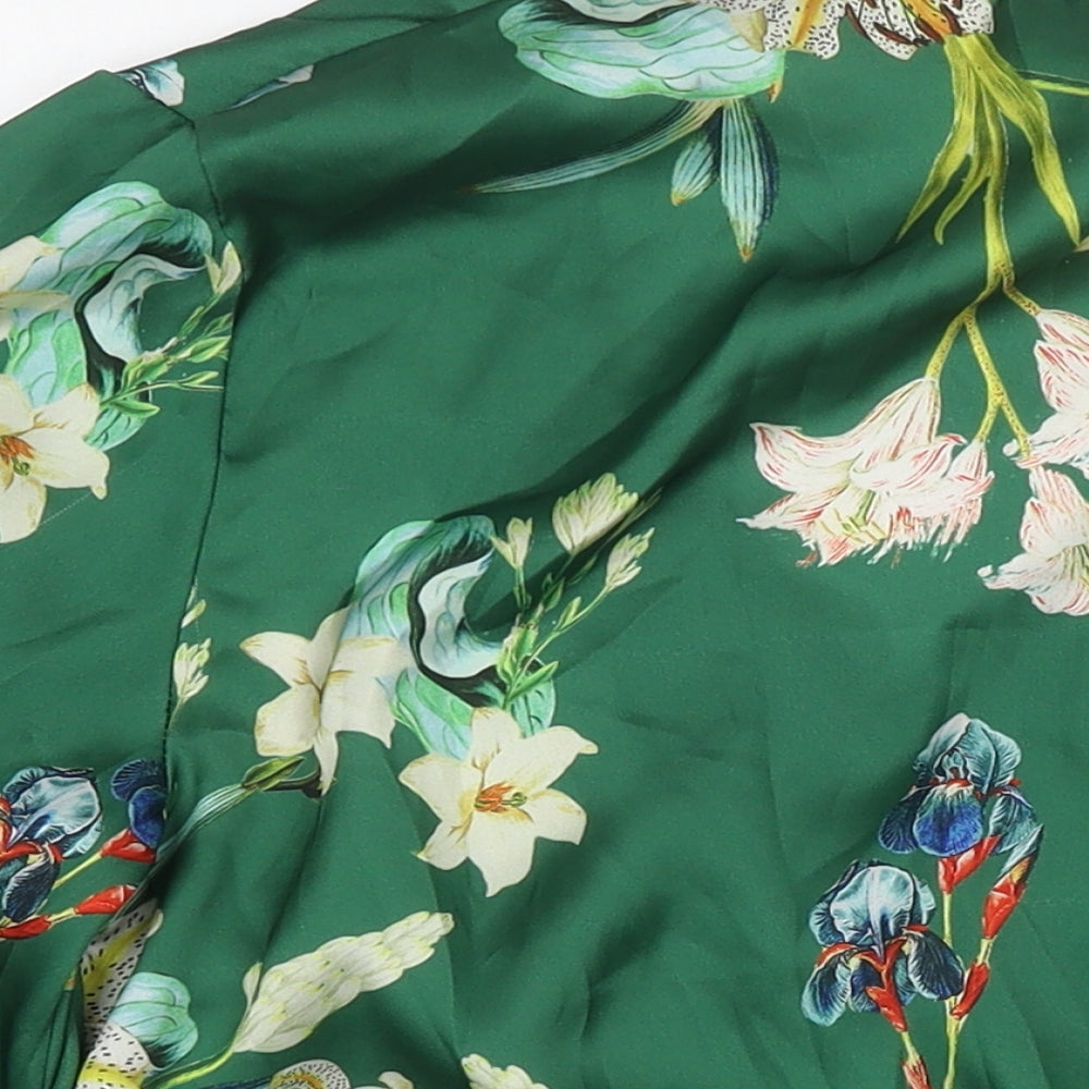 ASOS Womens Green Floral Polyester Bodysuit One-Piece Size 10 Snap