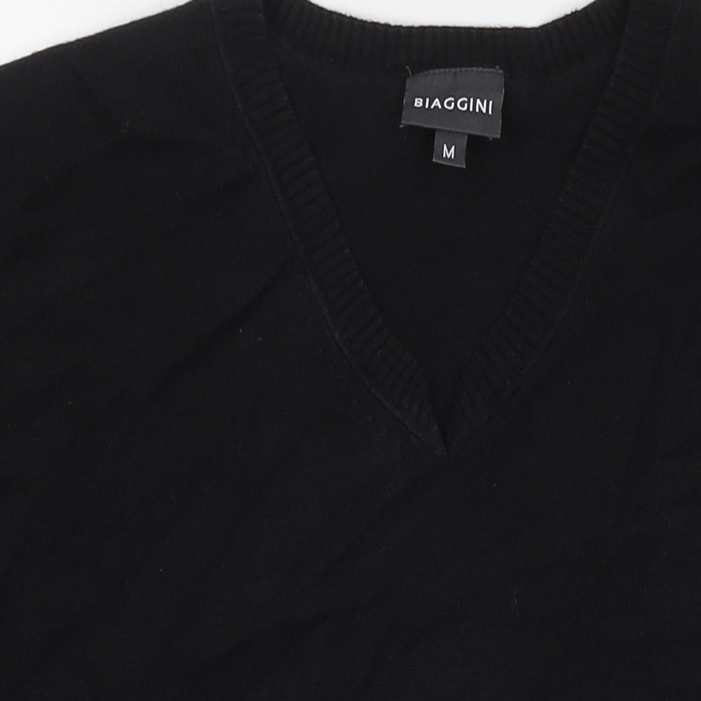 Biaggini Mens Black Round Neck Cotton Pullover Jumper Size M Sleeveless