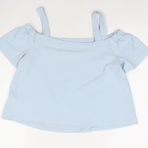 New Look Girls Blue Polyester Basic T-Shirt Size 12-13 Years Off the Shoulder Pullover
